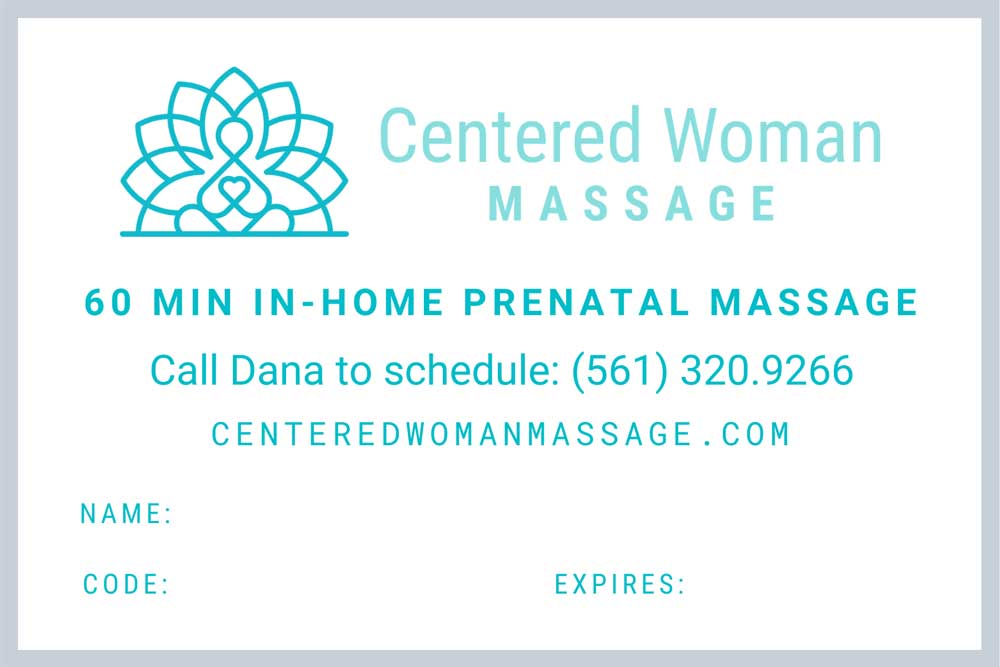 60 min prenatal massage gift certificate