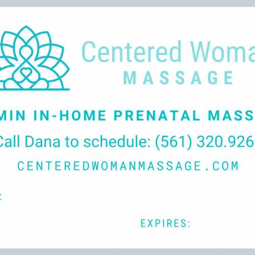 90 Minute Prenatal Massage Gift Certificate
